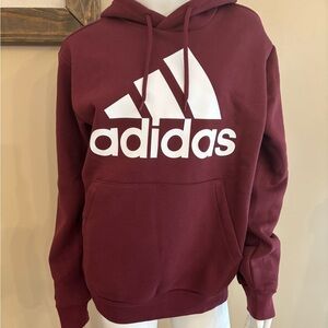 NWT SMALL Adidas Burgundy Hoodie with White Logo
